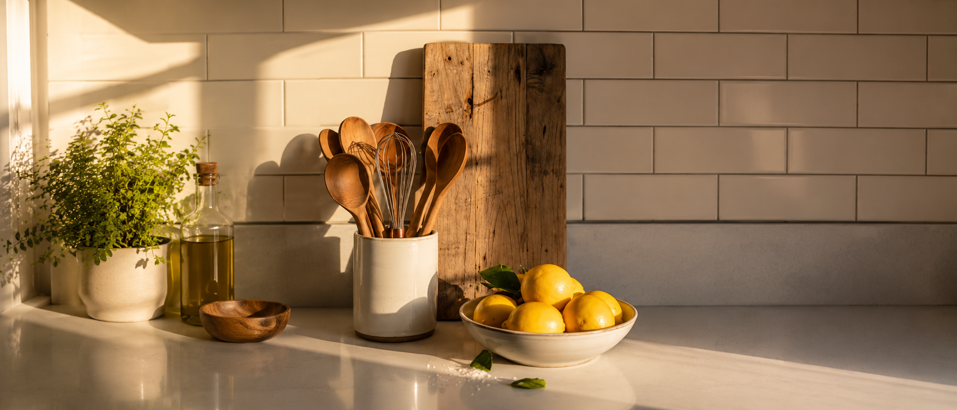 Kitchen essentials arranged for everyday use