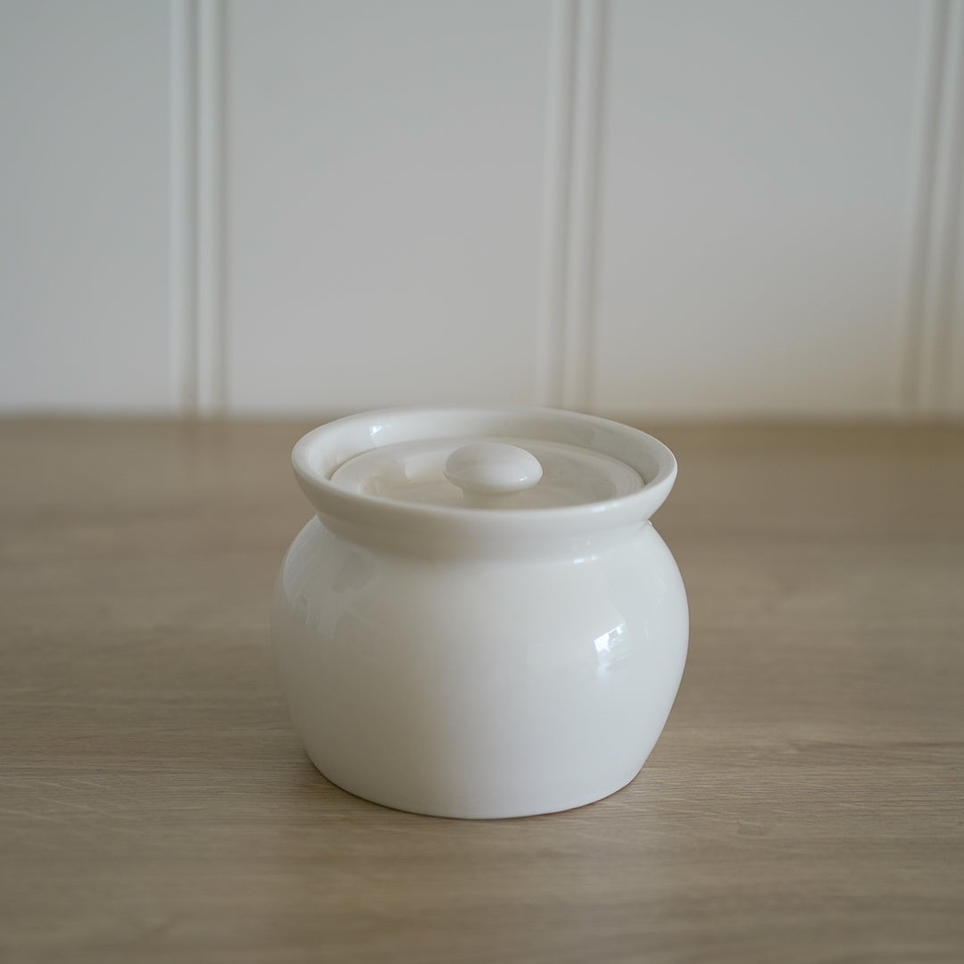 White Ghee Pot with Lid & Gold Spoon – 420ml Luxury Kitchen Jar - Image 3