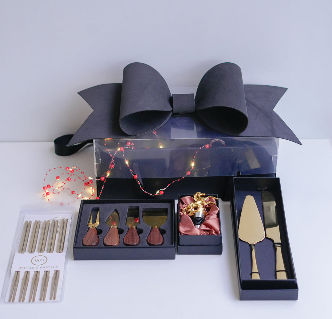 Wine & Cheese Gift Hamper in a Bow Box – 4 Curated Sets - Image 2