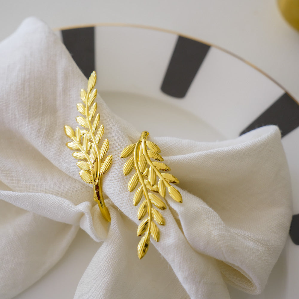 Gold Napkin Rings – Leaf Design - Set of 4, 6, or 8 (Elegant Metal Napkin Holders for Table Decor) - Image 4