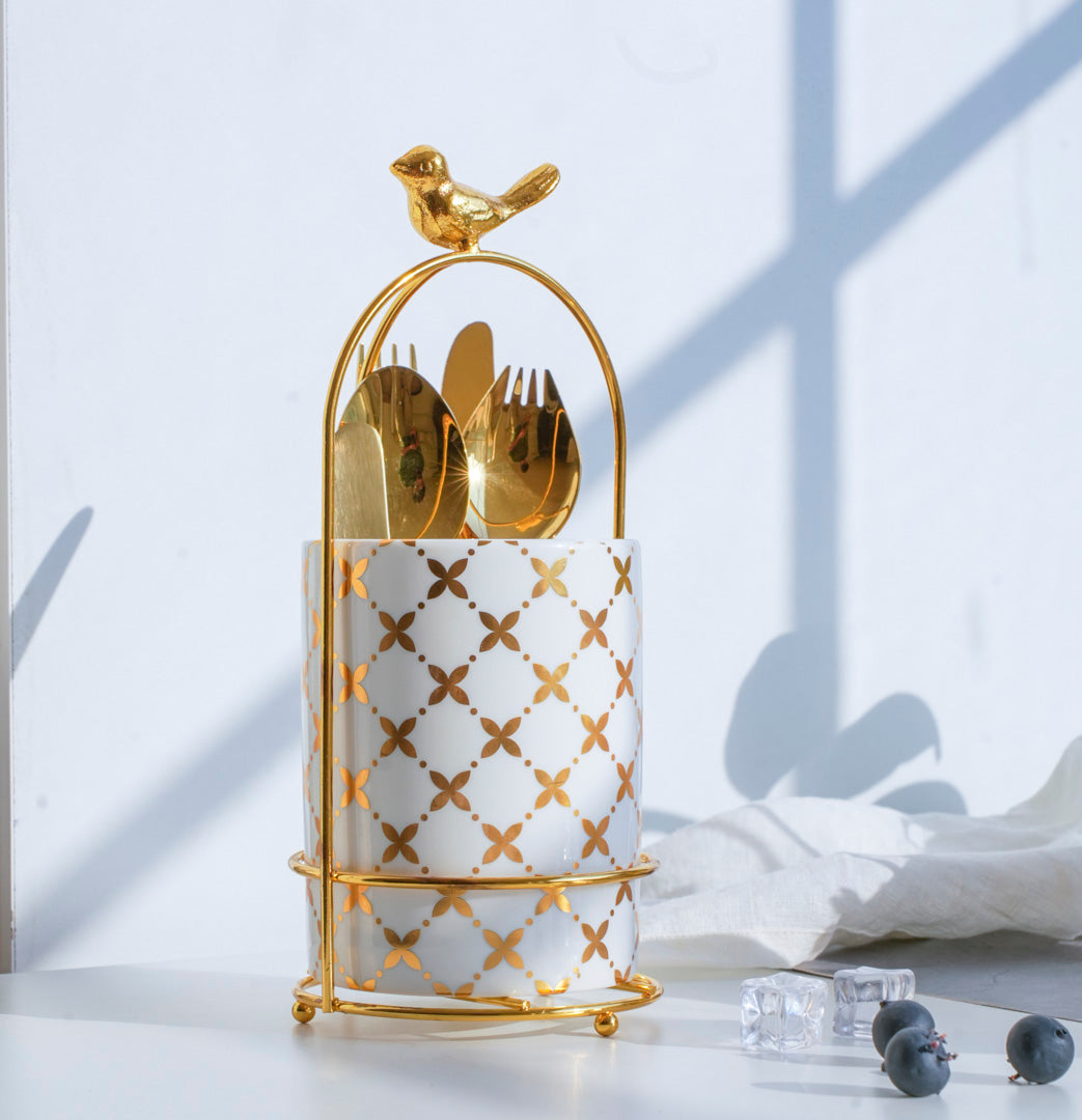 Cutlery Stand - Large size - White & Gold - Multipurpose Dining and Home Decor Organizer - Image 17