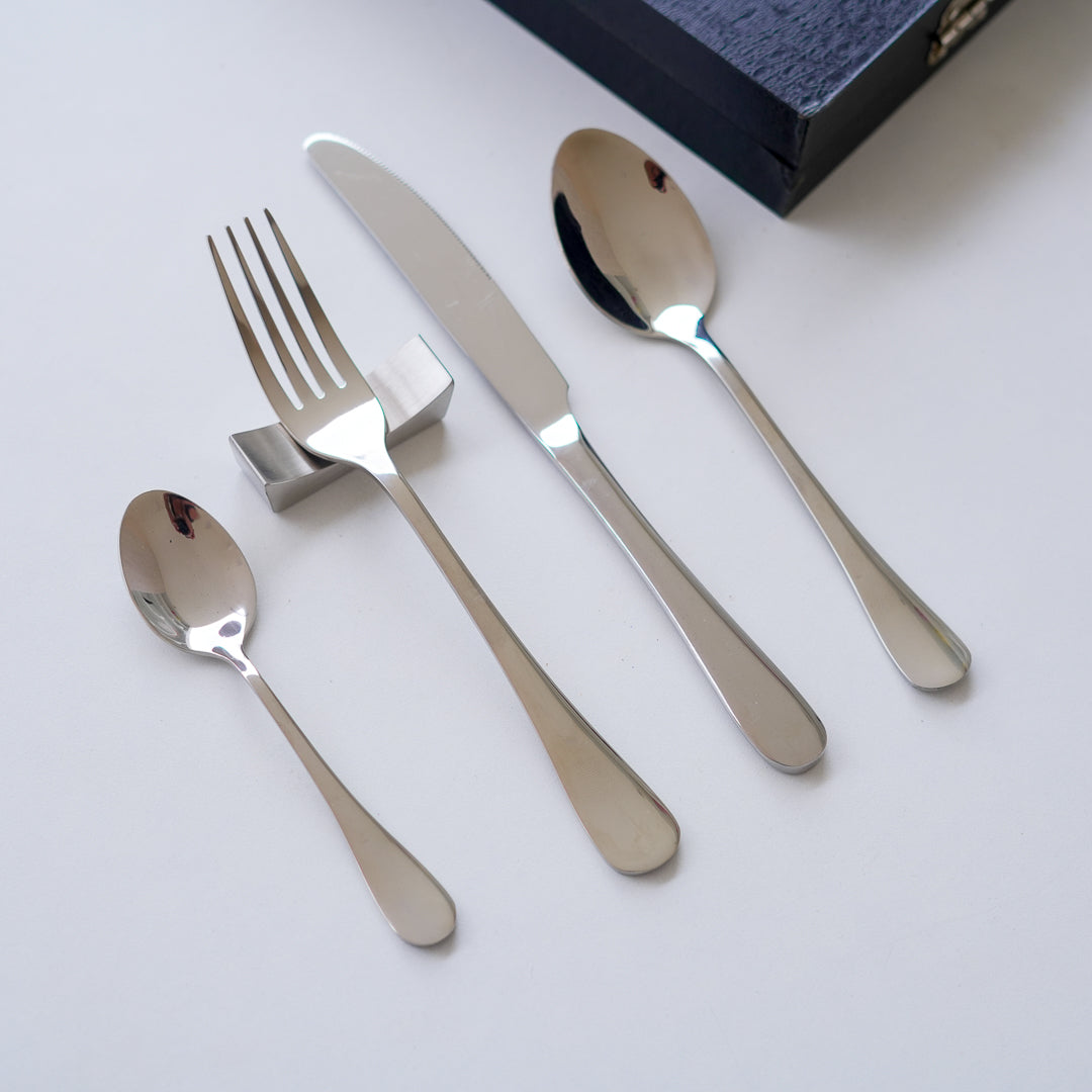 Cutlery Set - 304 Stainless Steel - Set of 24 - Silver - Image 9