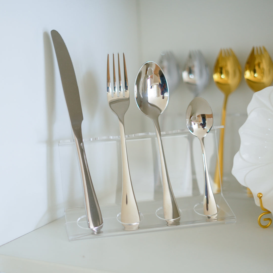 Cutlery Set - 304 Stainless Steel - Set of 24 - Silver - Image 3