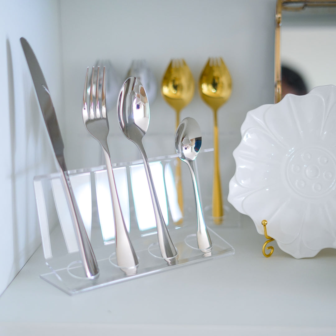 Cutlery Set - 304 Stainless Steel - Set of 24 - Silver - Image 4