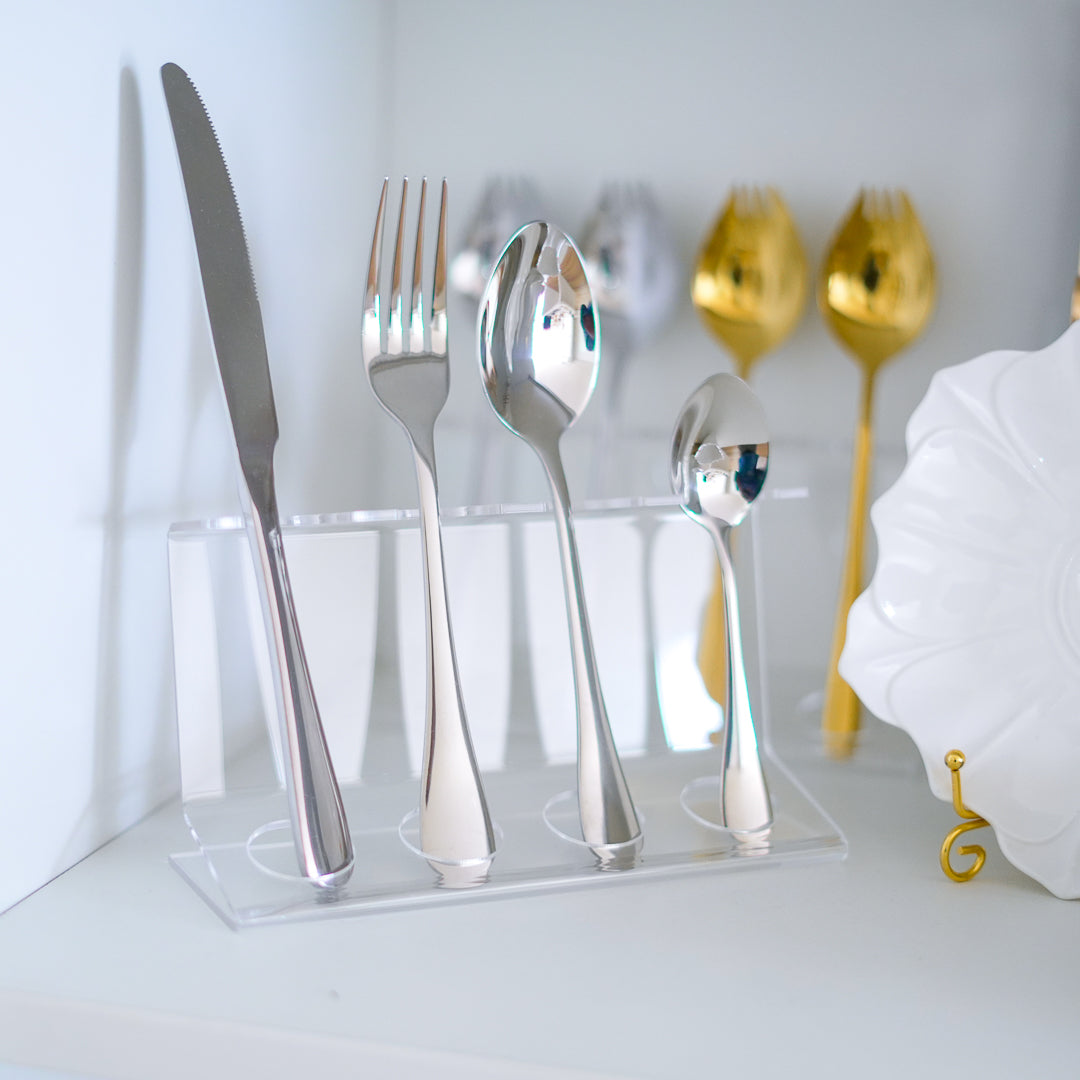 Cutlery Set - 304 Stainless Steel - Set of 24 - Silver - Image 5