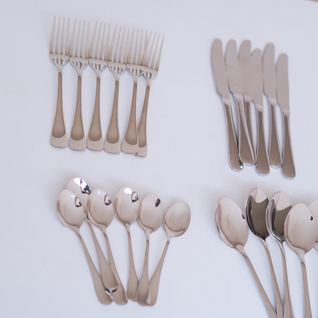 Cutlery Set - 304 Stainless Steel - Set of 24 - Silver - Image 10