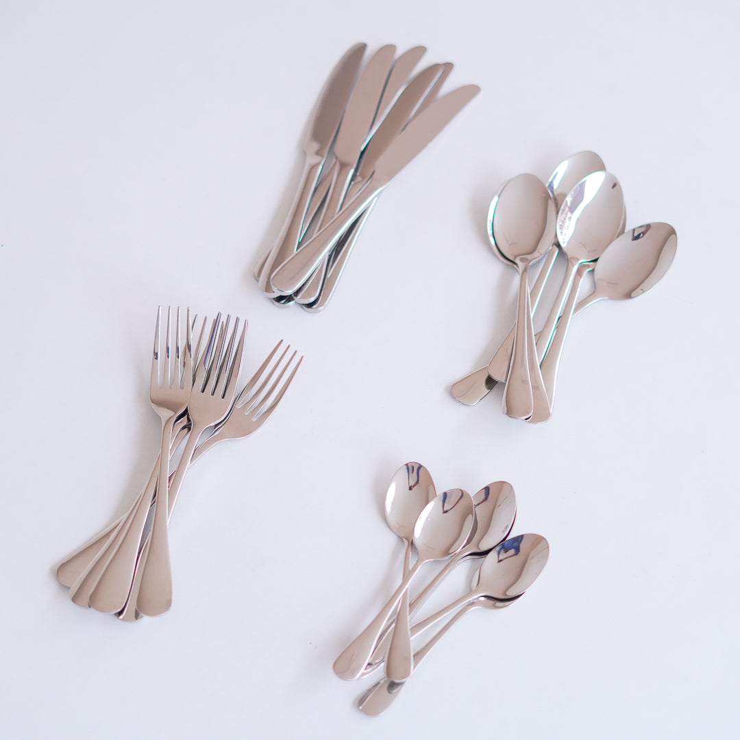 Cutlery Set - 304 Stainless Steel - Set of 24 - Silver - Image 6