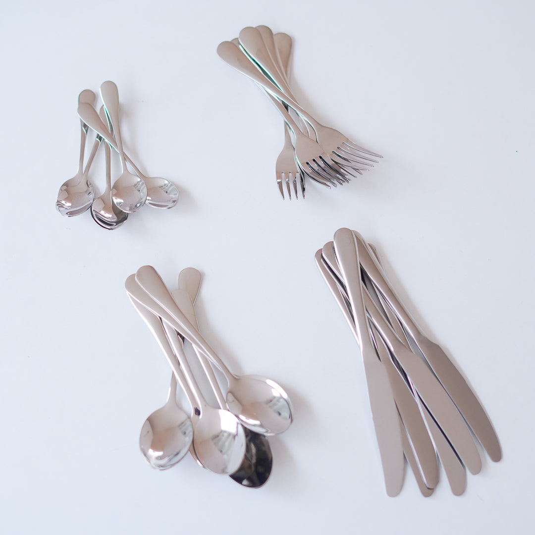 Cutlery Set - 304 Stainless Steel - Set of 24 - Silver - Image 7