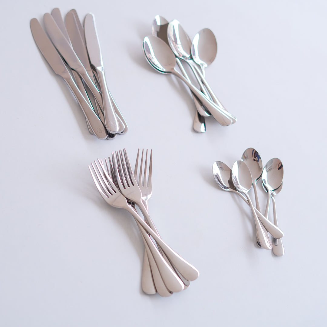Cutlery Set - 304 Stainless Steel - Set of 24 - Silver - Image 2
