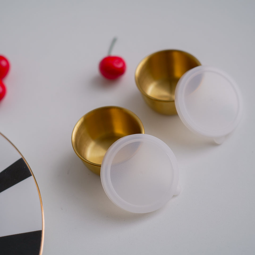Set of 2 Stainless Steel Dip Bowls with Lids – 40ml & 70ml | Gold & Silver Finish - Image 8