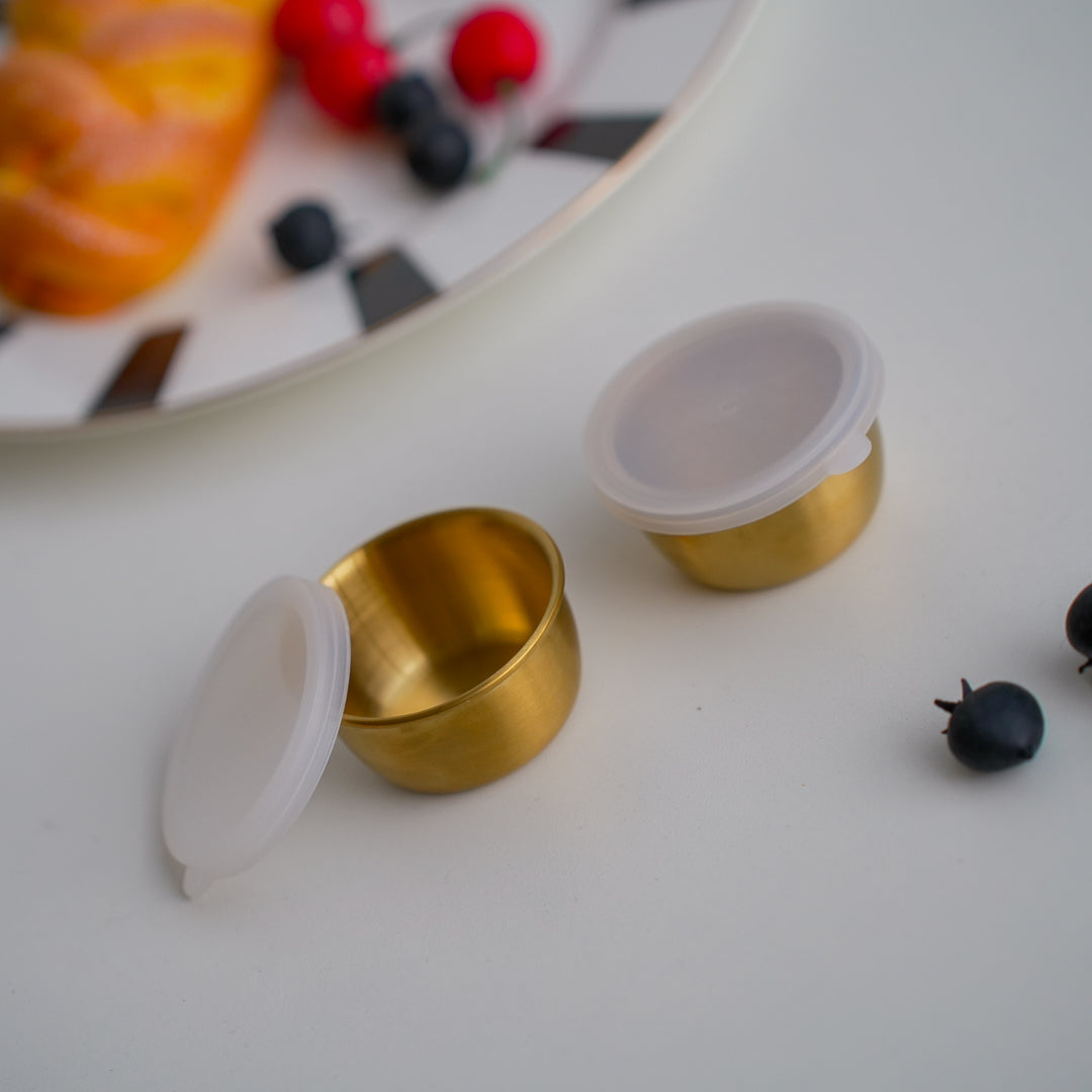 Set of 2 Stainless Steel Dip Bowls with Lids – 40ml & 70ml | Gold & Silver Finish - Image 6