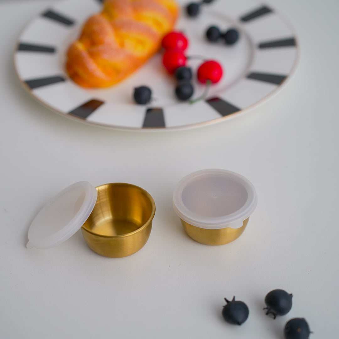 Set of 2 Stainless Steel Dip Bowls with Lids – 40ml & 70ml | Gold & Silver Finish - Image 10