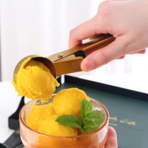 Ice Cream Scooper with Lever | Gold | Silver Stainless Steel