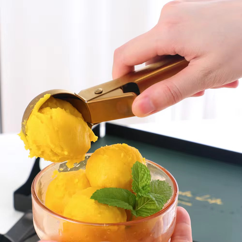 Ice Cream Scooper with Lever | Gold | Silver Stainless Steel
