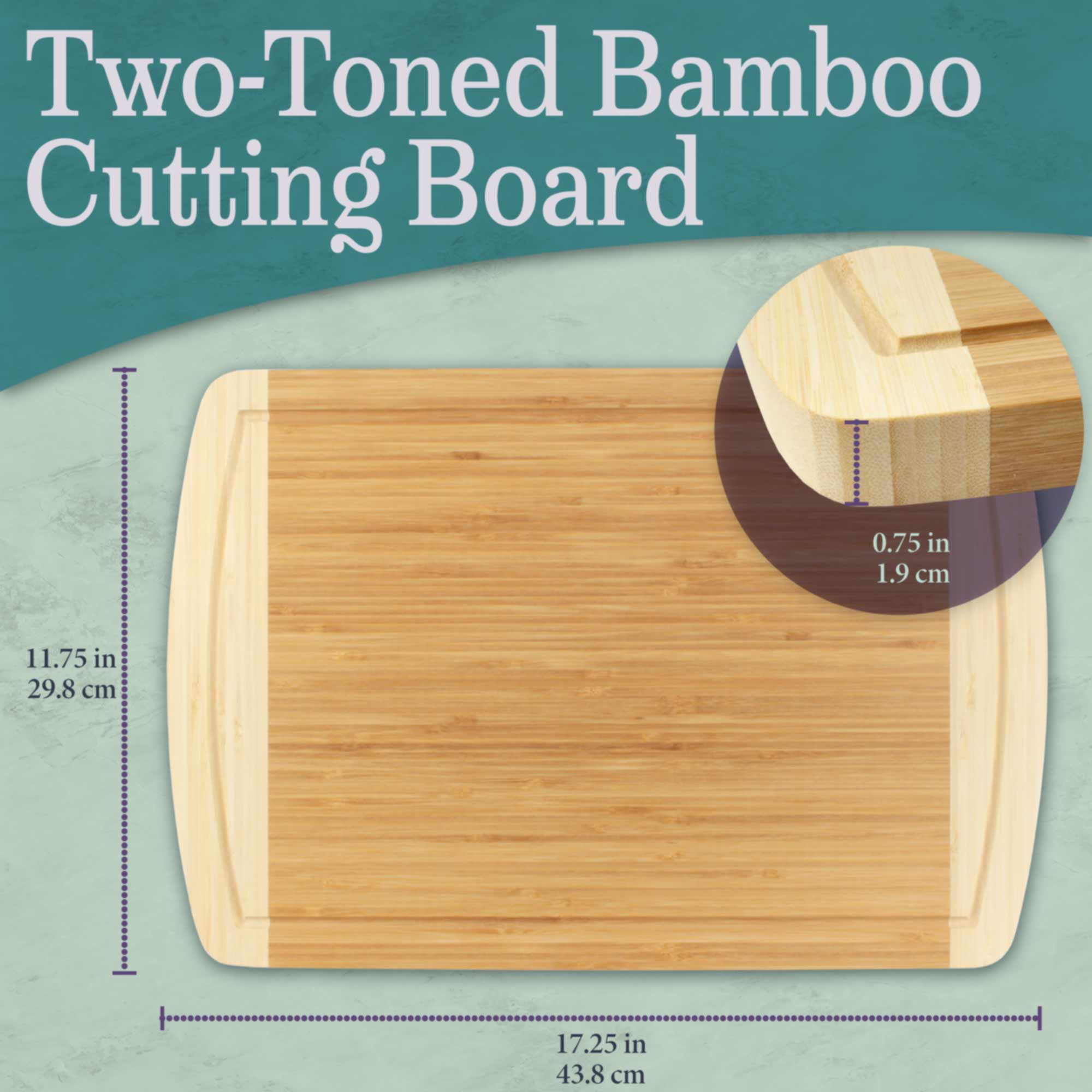 Grooved Two-Tone Bamboo Cutting Board 17.25" x 11.75" x 0.75" - Image 2
