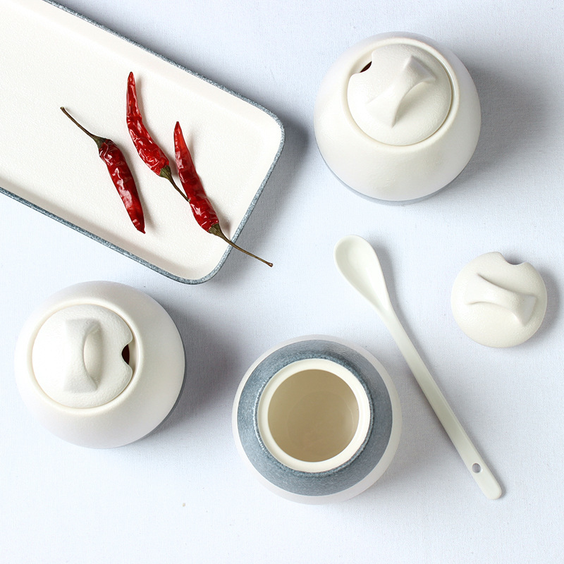 Ceramic Seasoning Pot Set Seasoning Bottle Countertop Chili Vinegar Soy Sauce Seasoning Pot - Image 5