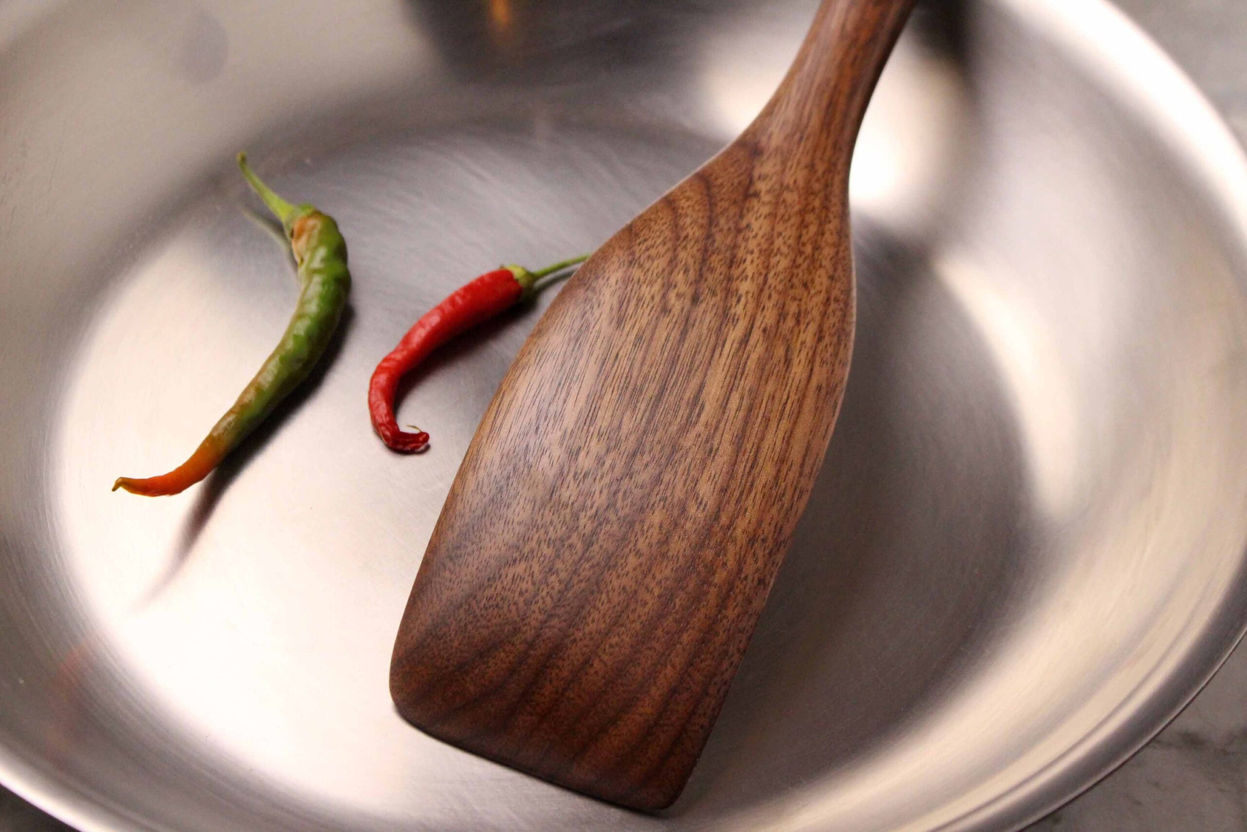medium handmade wooden spatula for stirring and turning carved from Black Walnut wood. - Image 3