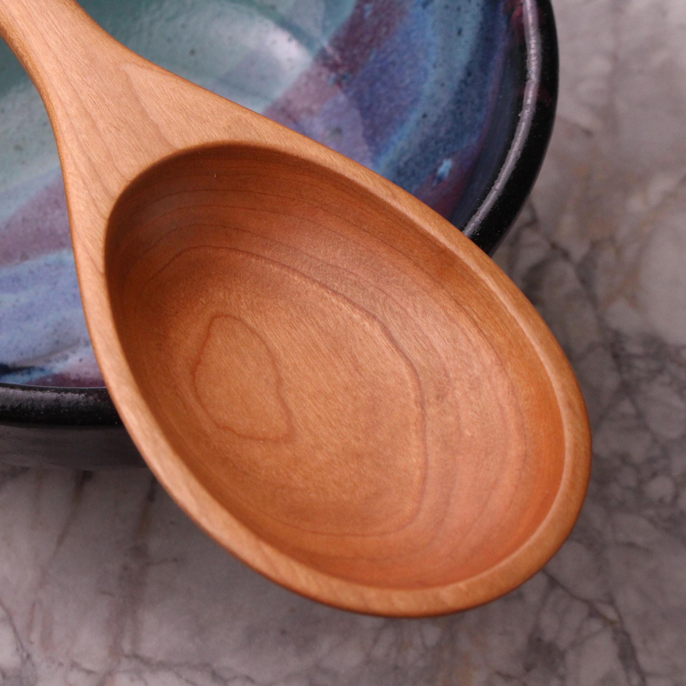 Handmade heirloom quality wooden stirring and mixing spoon hand hand-carved from Cherry wood, Maple wood, and Walnut wood. - Image 3