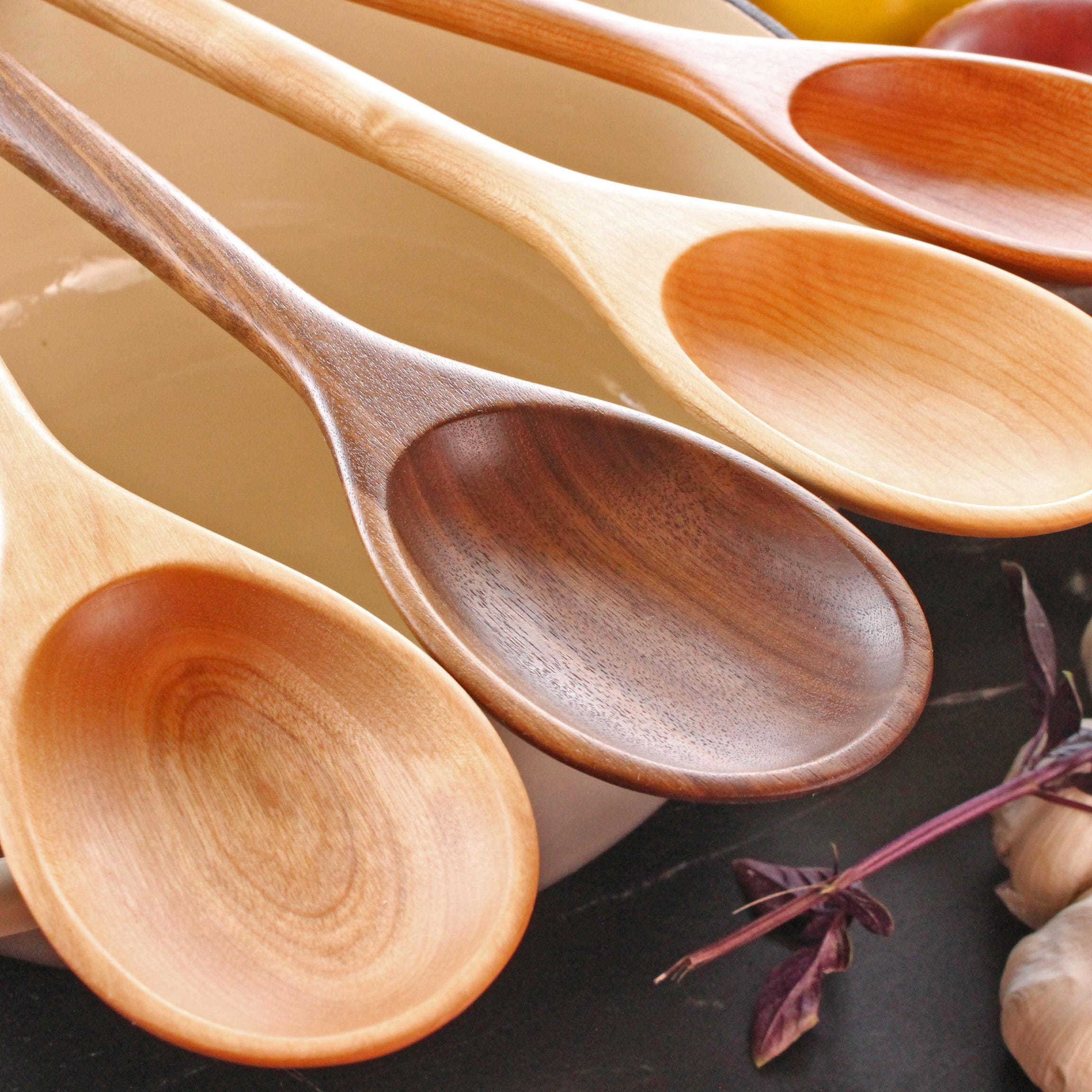 Large handmade wooden stirring spoon kitchen utensil carved from Walnut wood - Image 2