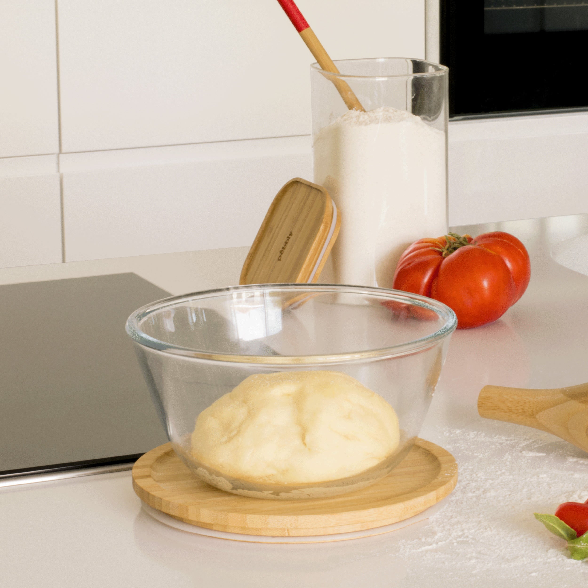 Glass Mixing Bowl With Bamboo Lid 1600 ml