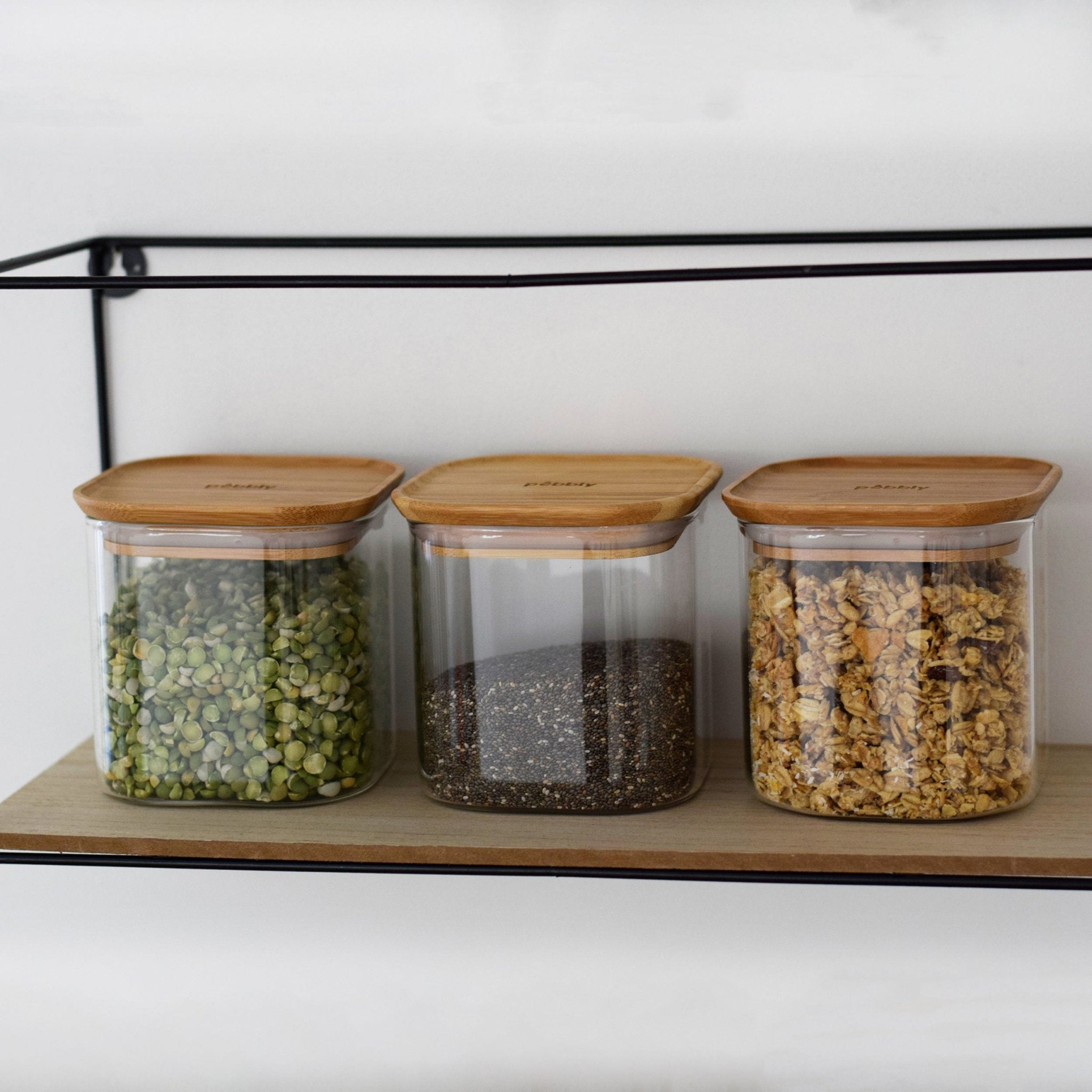 3 x Glass Storage Canisters - 800ml - Image 2
